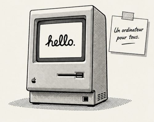 Macintosh 1984, écran hello.
